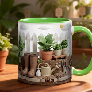 Gardening Scene Accent Mug – Personalized Gifts For Garden Lovers 03kilu080126 - Coffee Mug - GoDuckee
