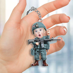 Custom Photo Gifts For Military Kid Keychain 01OHMH061224 - Keychains - GoDuckee