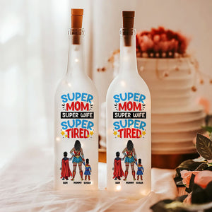 Personalized Gift For Mom Bottle Lamp Superhero Mom And Kids 01TOMH200225PA - Bottle Lamp - GoDuckee