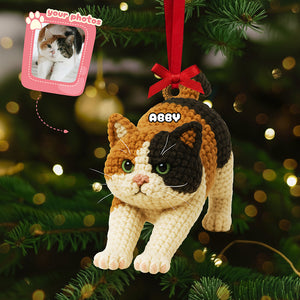 Cute Knitted Cat Ornament, Personalized Gifts For Cat Lovers 02qhta120925 - Ornament - GoDuckee