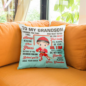 I'll Always Be Your No.1 Fan Personalized Square Pillow, Gift For Ice Hockey Lover, Gift For Son/Grandson - Pillow - GoDuckee