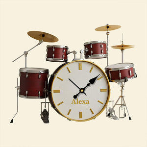 Drum Set Wall Clock Personalized Gifts For Music Lovers 05KIDT251225 - Hanging Wall Clock - GoDuckee