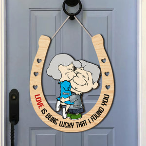 Personalized Gifts For Couple Wood Sign 04ohtn130125hg Love Is Being Lucky That I Found You - Wood Sign - GoDuckee