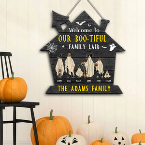 Welcome To Our Boo-tiful Family Lair Personalized Wooden Sign 04PGTN050923HH - Wood Sign - GoDuckee