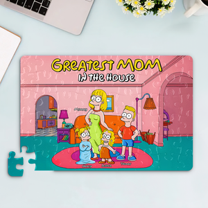 Greatest Cartoon Mom Jigsaw Puzzle - Personalized Gifts For Mom 04TOPU080425PA - Jigsaw Puzzles - GoDuckee