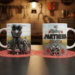 Biker Couple Coffee Mug - Personalized Gifts For Couple Coffee Mug 04NATA230126 - Coffee Mug - GoDuckee
