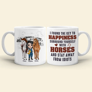 I Found The Key To Happiness Surround Yourself With Horses-Personalized Coffee Mug- Gift For Horse Lover - Coffee Mug - GoDuckee