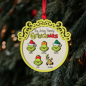 Gift For Family, Personalized 2 Layer Wood Sigh, Personalized Green Family Wood Sign, Christmas Gift 01NAHN130923 - Ornament - GoDuckee