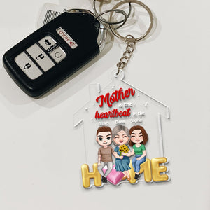 Mother Is The Heartbeat In The Home, Personalized Keychain, Mother Gifts, 02KAPO081223HH - Keychains - GoDuckee