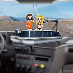 Customized Pontoon Adventure, Personalized Car Ornament, Gifts For Water Lovers, Gifts For Pontoon Lovers - Ornament - GoDuckee