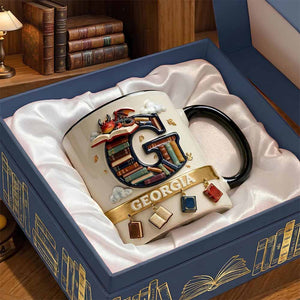 Vintage Book Dragon Alphabet Initial Letter Accent Mug, Personalized Gifts For Book Lovers 02qhdt231225 - Coffee Mug - GoDuckee