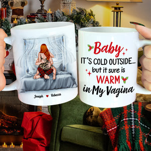 Baby, It's Cold Outside, Couple Gift, Personalized Coffee Mug, Naughty Couple Mug, Christmas Gift - Coffee Mug - GoDuckee