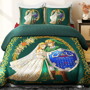Wedding Couple Quilt Bed Set - Personalized Gifts For Couple 02naqn090725 - Blanket - GoDuckee