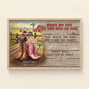 Personalized Gift For Cowboy Couple Wall Art, Cowboy Boots On Western Farm Canvas 03QHMH131224 - Poster & Canvas - GoDuckee