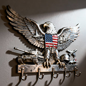 Armed Eagle Key Hanger – Personalized Gift For Veterans & Patriots 04qhtn280126 - Key Hanger - GoDuckee