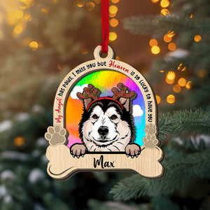 I Miss You But Heaven Is So Lucky To Have You, Personalized Wood Ornament, Gifts For Dog Lovers, Christmas Gifts - Ornament - GoDuckee