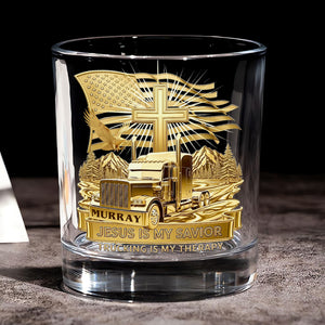 Trucker Christian Round Whiskey Glass - Personalized Gifts For Christian 02TGDT290725 - Whiskey Glass - GoDuckee