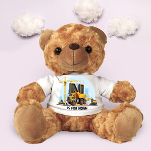 Personalized Gifts For Kids Bear With Shirt 03xqtn140225 Construction Truck Alphabet Letters - Bear - GoDuckee