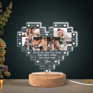 The Best Day I Have Been With You Heart Shaped Photo Collage Custom Couple Led Light - Led Night Light - GoDuckee
