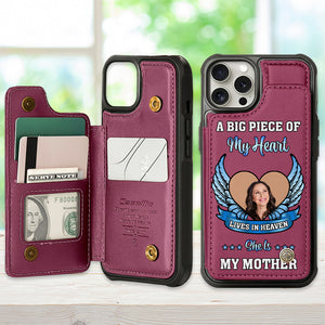 Custom Photo Gift For Mom Leather Flip Wallet Phone Case Heaven Memorial 02XQMH220225 - Phone Case - GoDuckee