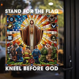 Gifts For First Responders Plastic Decal, Stand For The Flag Kneel Before God 02QHQN160824 - Decal Sticker - GoDuckee