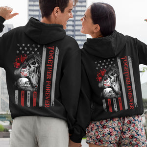 Together Forever, Personalized Shirt, Star and Stripes Skull Couple Shirt, Gift For Loved One - Shirts - GoDuckee