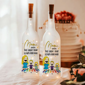 Personalized Gift For Mom Bottle Lamp Cartoon Mom And Kids 06KAMH190225HH - Bottle Lamp - GoDuckee