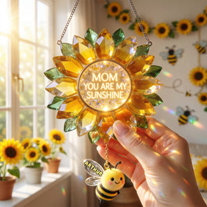 Sunflower Bee Suncatcher - Personalized Gifts For Mom and Grandma 01TYDH170426-Homacus