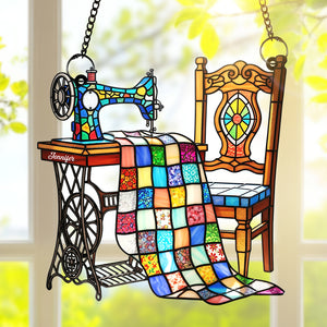 Vintage Sewing Machine Suncatcher Ornament – Personalized Gifts For Sewing Lovers 01ohqn240725 - Ornament - GoDuckee