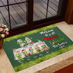 It's All Toasty Inside, Personalized Green Monster Family Door Mat GO1DOR-02HTTN051023, Christmas Gift For Family - Doormat - GoDuckee
