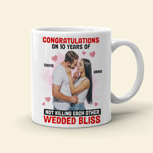 Congratulations On 10 Years Of Wedded Bliss, Funny Custom Couple Photo Coffee Mug, Gift For Couple, Valentine's Gift - Coffee Mug - GoDuckee
