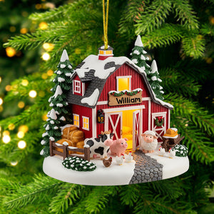 Red Barn Miniature House Acrylic Ornament Personalized Gifts For Farmer 06pgtn090825 - Ornament - GoDuckee