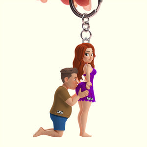 Sweet Kiss Couple Keychain - Personalized Gifts For Couple 04natn290126 - Keychains - GoDuckee