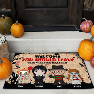 Welcome, You Should Leave, Gift For Family, Personalized Doormat, Horror Family Doormat 03NAHN210723HA - Doormat - GoDuckee