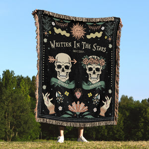 Written In The Stars-Personalized Woven Blanket-Gift For Him/ Gift For Her- Halloween Gift- Zodiac Signs Blanket - Blanket - GoDuckee