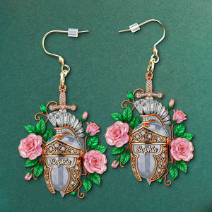 Knight Helmet Aesthetic Earrings, Personalized Gifts For Female Warrior Of God 04qhtn120725 - Earrings - GoDuckee