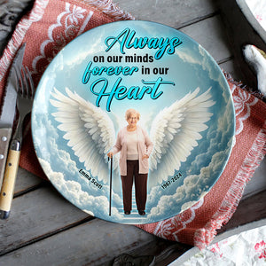 Personalized Gifts For Heaven Round Plate Always On Our Minds Forever In Our Hearts 05XQQN100325 - Ceramic Round Plate - GoDuckee