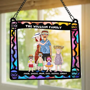 Personalized Gifts For Family Window Hanging Suncatcher Ornament Cartoon Family 01ACDT110225HG - Ornament - GoDuckee