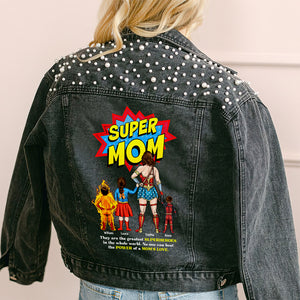 Personalized Gifts For Mom Denim Jacket Super Power Mom 03HUDT020424PA - Denim Jacket - GoDuckee