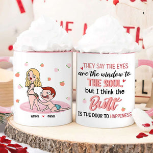 Romantic Couple, The Door To Happiness, Personalized Mug, Couple Gifts, Gifts For Him, Gifts For Her, Valentine's Day Gifts - Coffee Mug - GoDuckee