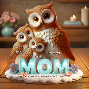 Owl Mom Plaque - Personalized Gifts For Mom 01hupu170425 - Shaped Plaques - GoDuckee