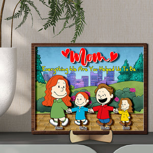 Personalized Gifts For Moms Wood Sign Mom & Kids Holding Hands 03TOLU220125DA - Wood Sign - GoDuckee