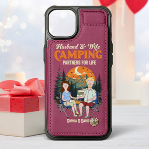 Personalized Gifts For Couple Leather Flip Wallet Phone Case 03xqtn190225pa Husband And Wife Camping Partners For Life - Phone Case - GoDuckee