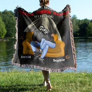 I Just Want To Cuddle And Watch Horror Movies With You, Personalized Woven Blanket, 05QHTN040923PA, Couple Gift - Blanket - GoDuckee