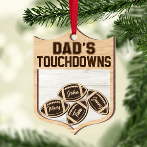 Dad's Touchdowns, Personalized Christmas Shaker Ornament, American Football, Gift For Dad/Grandpa - Ornament - GoDuckee