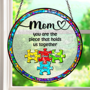 Personalized Gifts For Mom Stained Glass, Colorful Puzzle Pieces Mother's Day 02ACDT240325 - Ornament - GoDuckee