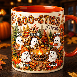 Boo-Sties Forever Fall Camping Coffee Mug - Personalized Gift For Besties 01TODT190826 - Coffee Mug - GoDuckee