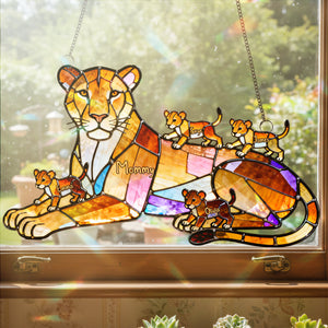 Lion Mom And Kids Suncatcher - Personalized Gifts For Mother's Day Suncatcher Ornament 03OHTA240226 - Ornament - GoDuckee