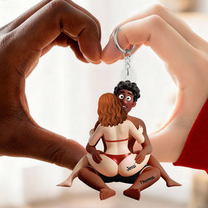 Naughty Hugging Couple Keychain - Personalized Gifts For Couples 05OHLU160126 - Keychains - GoDuckee