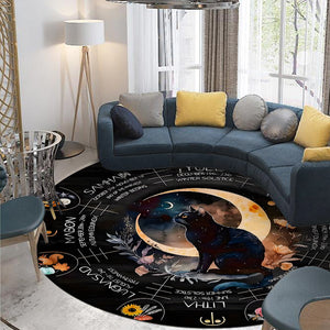 Personalized Gifts For Witch Round Rug, Pagan Calendar Black Cat 02NAPU220824 - Doormat - GoDuckee